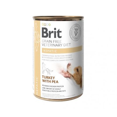 Влажный корм Brit GF VetDiet Hepatic для собак, для поддержки работы печени, индейка и горошек, 400 г 100275/6030 фото