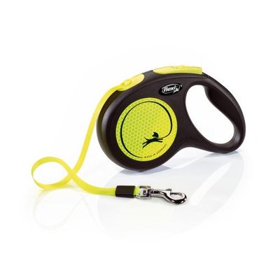 Повідець-рулетка Flexi New Neon для собак, зі стрічкою, розмір M 5 м / 25 кг (жовтий) FL 031704 фото