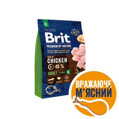 Сухий корм Brit Premium Dog Adult XL для дорослих собак гігантських порід, з куркою, 3 кг 170832/6512 фото