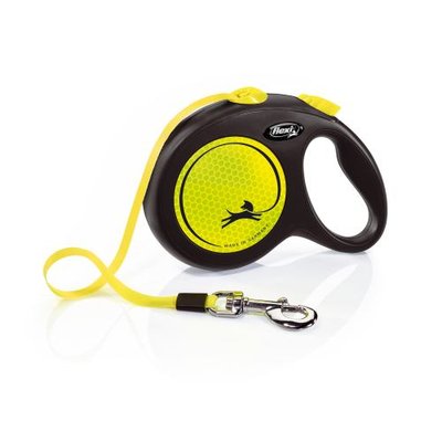 Повідець-рулетка Flexi New Neon для собак, зі стрічкою, розмір L 5 м / 25 кг (жовтий) FL 031711 фото
