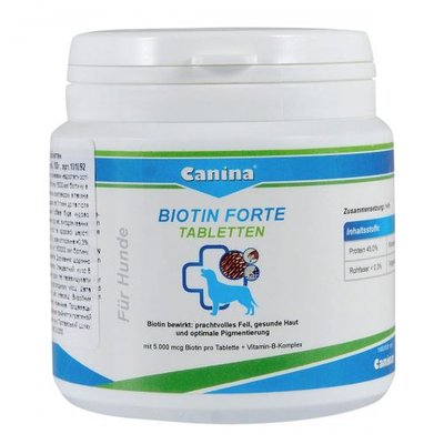 Витамины Canina Biotin Forte Tabletten для собак, интенсивный курс для шерсти, 100 г (30 табл) 101092 AD фото