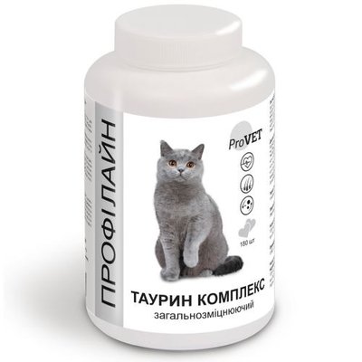 Вітамінно-мінеральний комплекс ProVET «Профілайн» Таурин для котів, загальнозміцнюючий 180 табл PR241883 фото