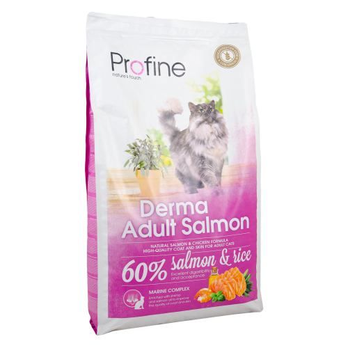 Сухий корм Profine Derma для дорослих довгошерстих котів, з лососем та рисом, 10 кг 170573/7770 фото