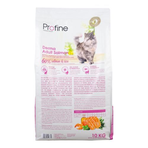 Сухий корм Profine Derma для дорослих довгошерстих котів, з лососем та рисом, 10 кг 170573/7770 фото