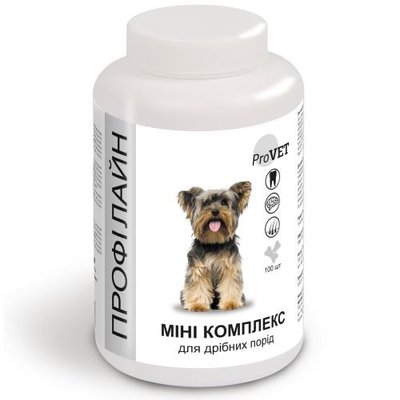 Вітамінно-мінеральний комплекс ProVET «Профілайн» Міні для дрібних порід собак, 100 табл PR241881 фото
