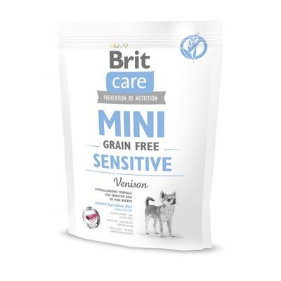 Сухий корм Brit Care GF Mini Sensitive для собак мініатюрних порід з чутливим травленням, з олениною, 400 г 170777 фото