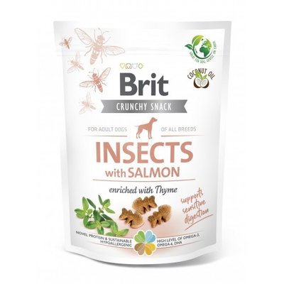 Ласощі для собак Brit Care Dog Crunchy Cracker Insects для чутливого травлення, комахи, лосось і чебрець, 200 г 100626 фото