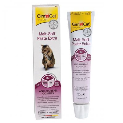 Паста GimCat Every Day Malt-Soft Paste Extra для котів, виведення шерсті зі шлунку, 20 г G-407081/417912 фото
