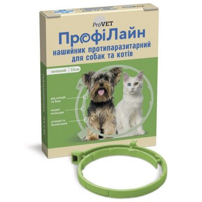 Нашийник ProVET «Профілайн» антиблошиний для собак і кішок 35 см (зелений) PR241017 фото
