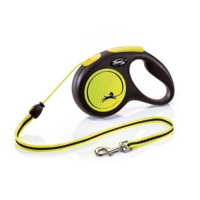 Повідець-рулетка Flexi New Neon для собак, з тросом, розмір M 5 м / 20 кг (жовтий) FL 025222 фото