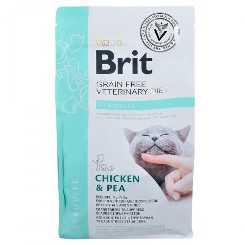 Сухий корм Brit GF VetDiet Cat Struvite для котів, при сечокам'яній хворобі, з куркою та горохом, 2 кг 170954/528271 фото
