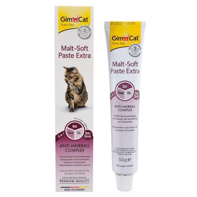Паста GimCat Every Day Malt-Soft Paste Extra для котів, виведення шерсті зі шлунку, 50 г G-407364/417929 фото