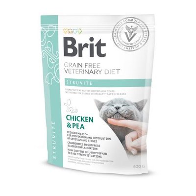 Сухий корм Brit GF VetDiet Cat Struvite для котів, при сечокам'яній хворобі, з куркою та горохом, 400 г 170955/528288 фото