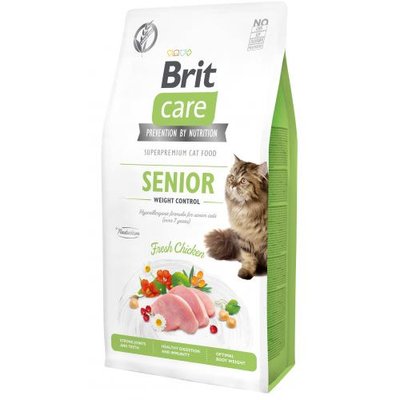 Сухий корм Brit Care Cat GF Senior Weight Control для котів похилого віку з надмірною вагою, курка, 7 кг 171313 фото