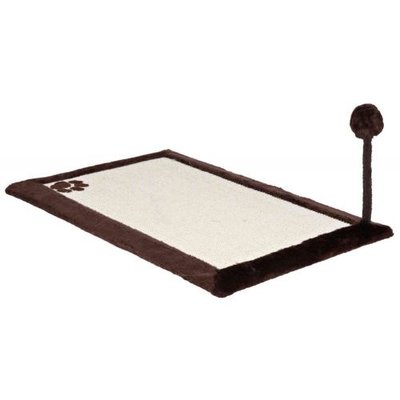 Дряпка-килимок Trixie для котів, з м'ячиком на пружині, сизаль/плюш, 70х45 cм (коричнева) 4323 фото