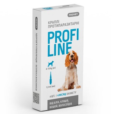 Краплі Provet Profiline для собак 4-10 кг, 4 піпетки по 1,0 мл (інсектоакарицид) PR243104 фото