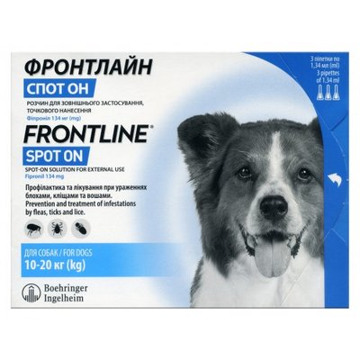 Краплі на холку Boehringer Ingelheim Frontline Spot-ON для собак від 10 до 20 кг 3 піпетки 1007683_1 уп.(3пип.) фото