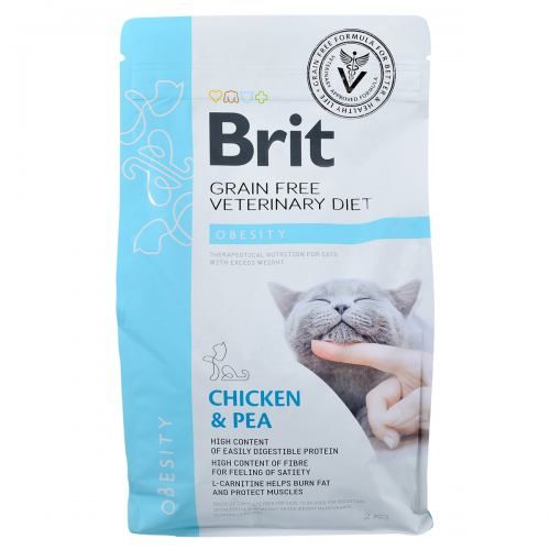Сухий корм Brit GF VetDiet Cat Obesity для котів, при зайвій вазі та ожирінні, з куркою та горохом, 2 кг 170966/528479 фото