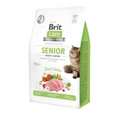 Сухий корм Brit Care Cat GF Senior Weight Control для котів похилого віку з надмірною вагою, курка, 400 г 171315 фото