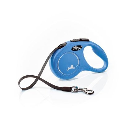 Повідець-рулетка Flexi New Classic для собак, зі стрічкою, розмір S 5 м / 15 кг (синя) 11832 фото