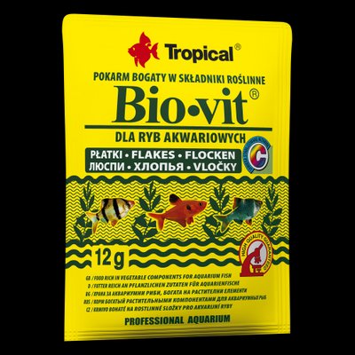Сухий корм Tropical Bio-Vit для травоїдних акваріумних риб, 12 г (пластівці) 1111116001 фото