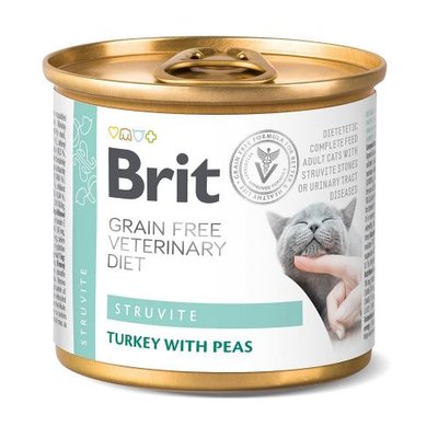 Влажный корм Brit GF VetDiet Struvite для кошек, при мочекаменной болезни, с индейкой и горохом, 200 г 1111166664 фото