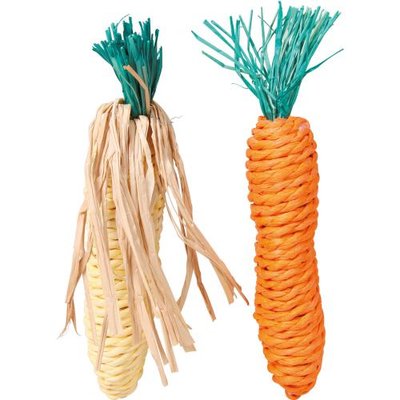 Игрушка Trixie Морковь+кукуруза для грызунов, 15 см (сизаль) 1111121810 фото