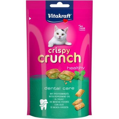 Хрусткі подушечки Vitakraft Crispy Crunch для котів, м’ята, 60 г 28813 фото