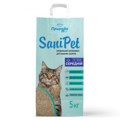 Наповнювач для котячого туалету Природа Sani Pet бентонітовий, середня гранула, 5 кг PR240781 фото