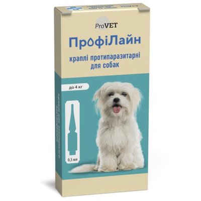 Краплі на холку ProVET «Профілайн» для собак до 4 кг, 4 піпетки (інсектоакарицид) PR240990_1уп.(4пип) фото