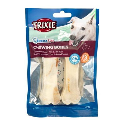 Косточка Trixie Denta Fun для собак, прессованная жевательная, с уткой, 10 см, 70 г, 2 шт 31391 фото